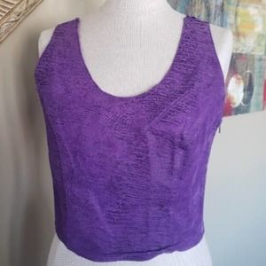 Bermans Women's Purple Leather Cami Top w/Lace back-SZ Med
